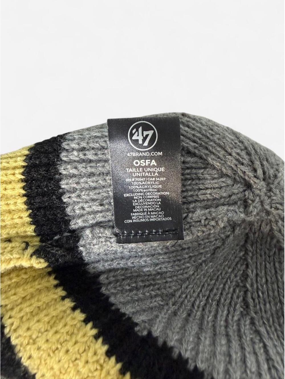 47 Brand Purdue Boilermakers Grey Knit Beanie Hat‎ NCAA Cuffed Stripe - Picture 3 of 6